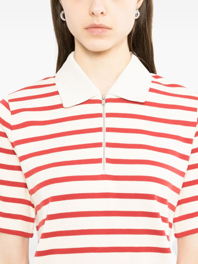 striped zip-up polo shirt 5