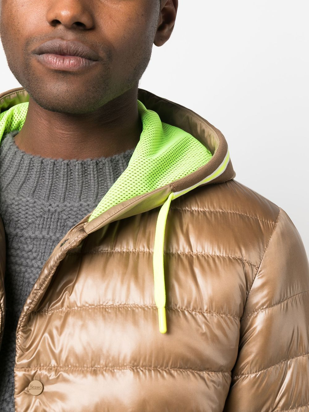 drawstring hooded down jacket - 5