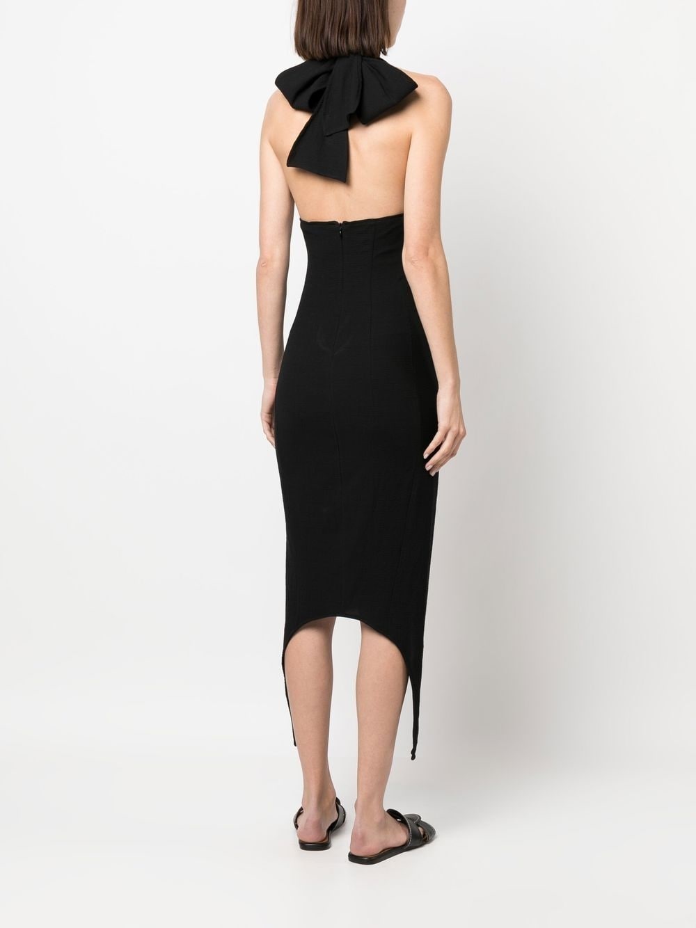 halterneck V-neck midi dress - 4