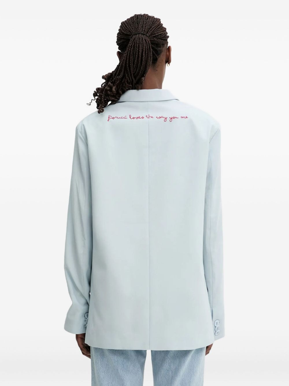 double-breasted embroidered blazer - 4
