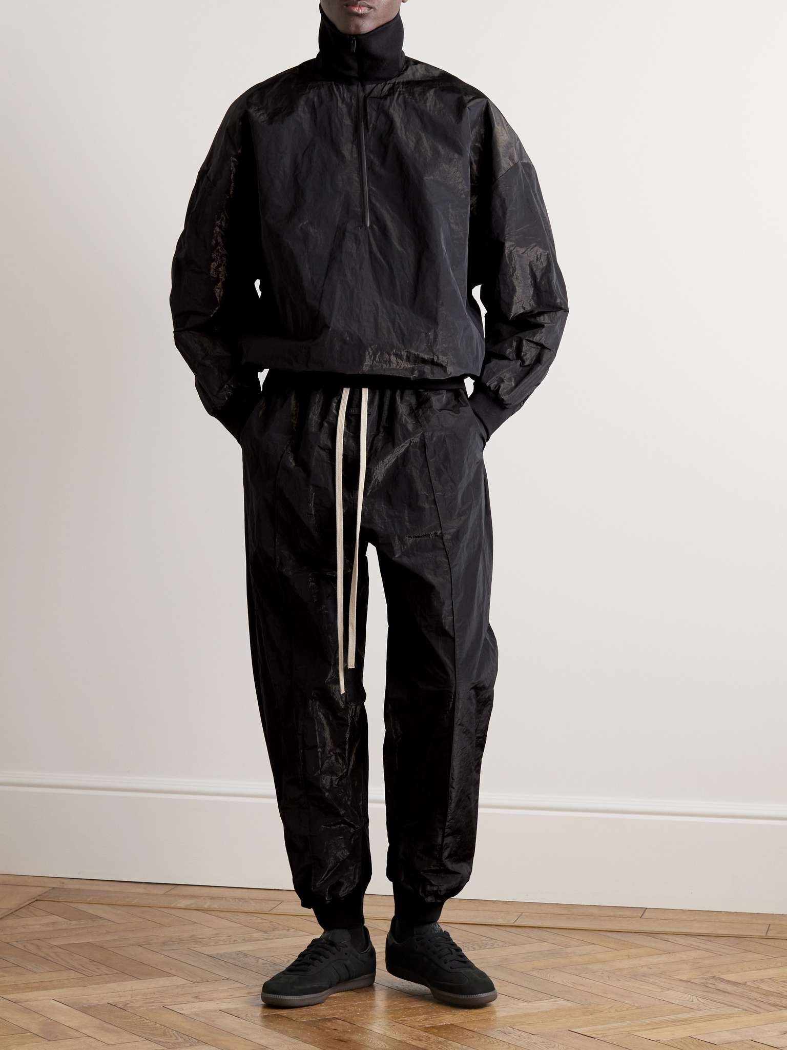 Tapered Logo-Appliquéd Crinkled-Shell Sweatpants - 2
