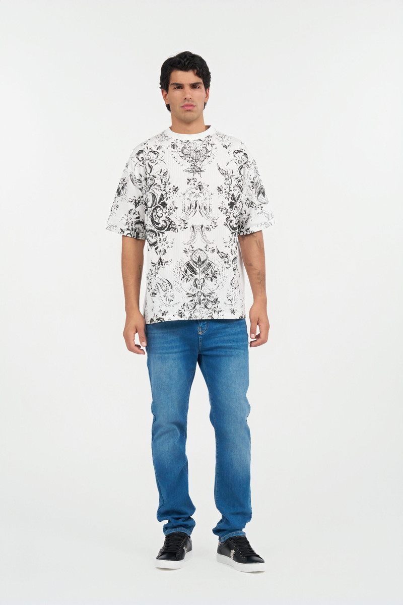Roberto Cavalli White T-shirt with Ornamental Design outlook