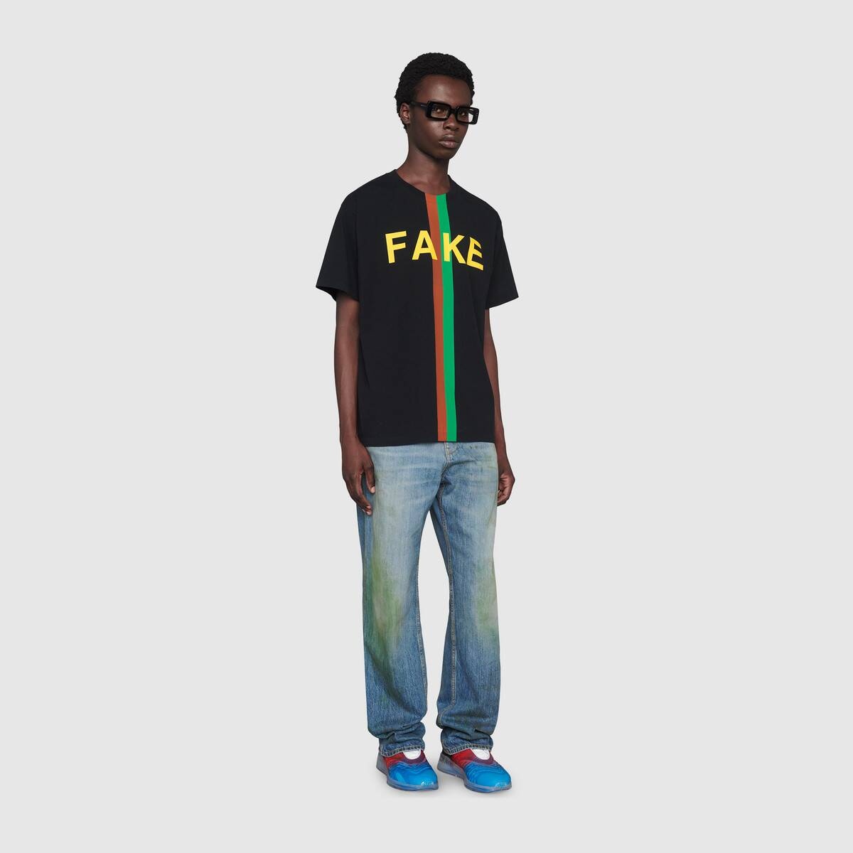 'Fake/Not' print oversize T-shirt - 3