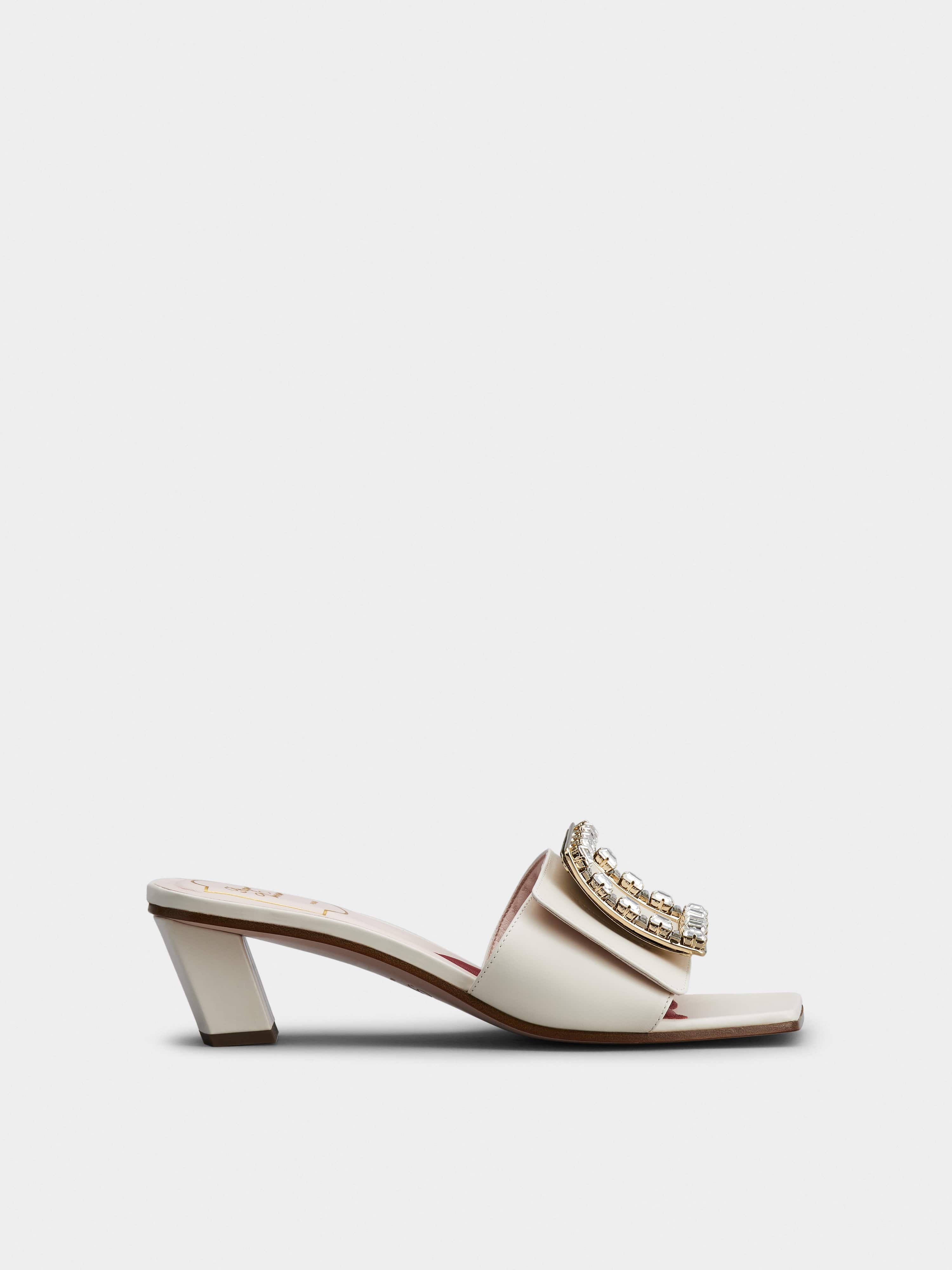 Love Rhinestone Buckle Mules in Leather - 1