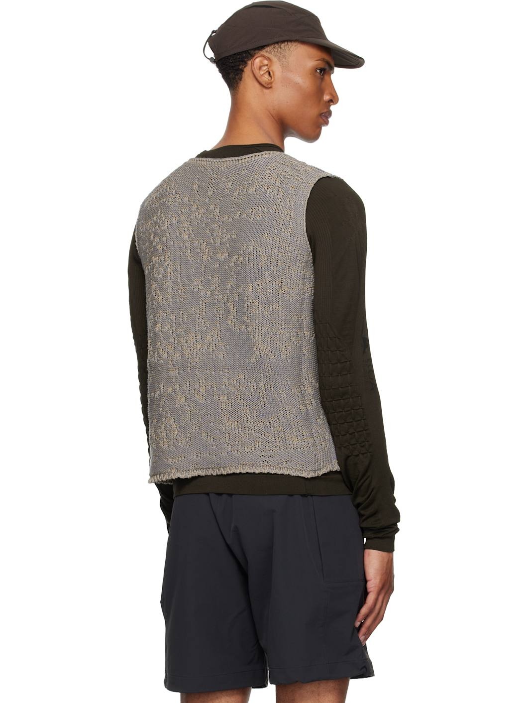 Blue & Beige Vortex Crewneck Vest - 3