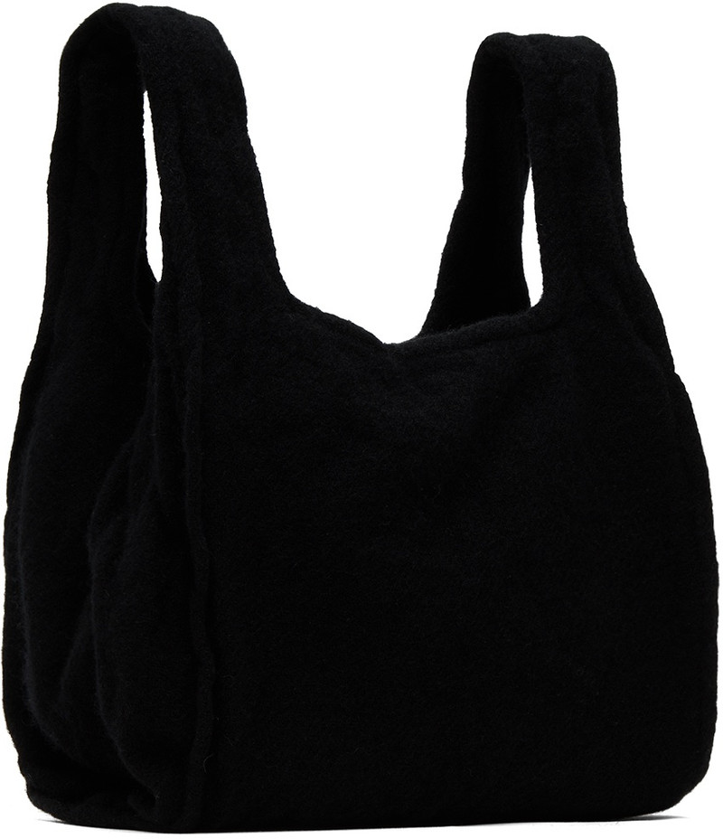 BLACK COMME des GARÇONS Black Wool Tweed Medium Tote outlook