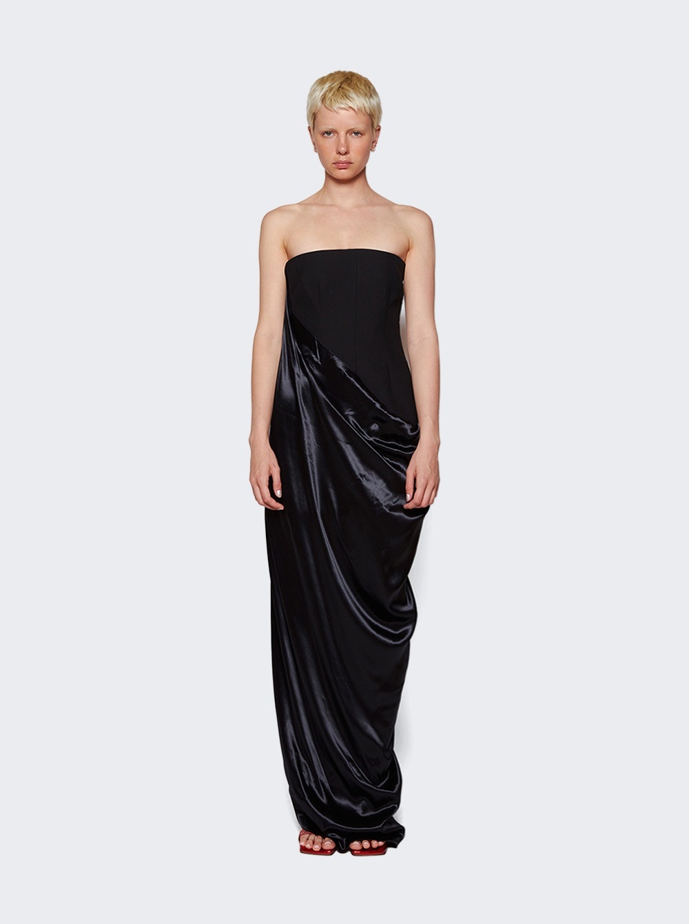 Long Color Block Dress Black and Red - 3
