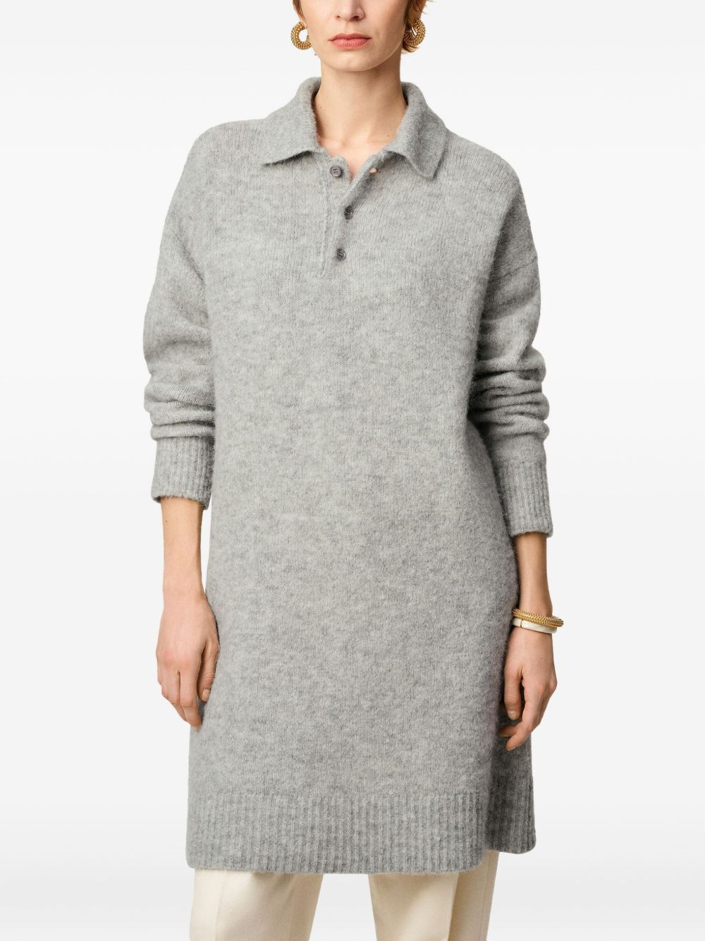 polo-collar knitted dress - 5