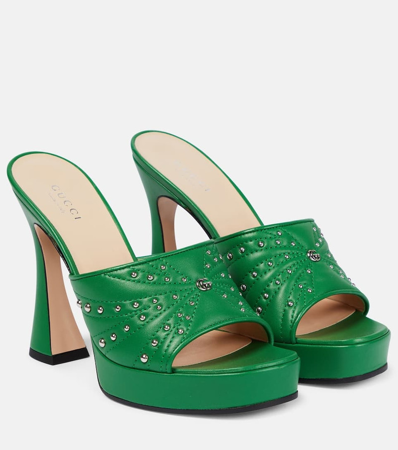 cystal embellished heeled mules - 1