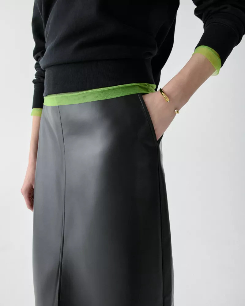 Faux Nappa Midi Skirt 3