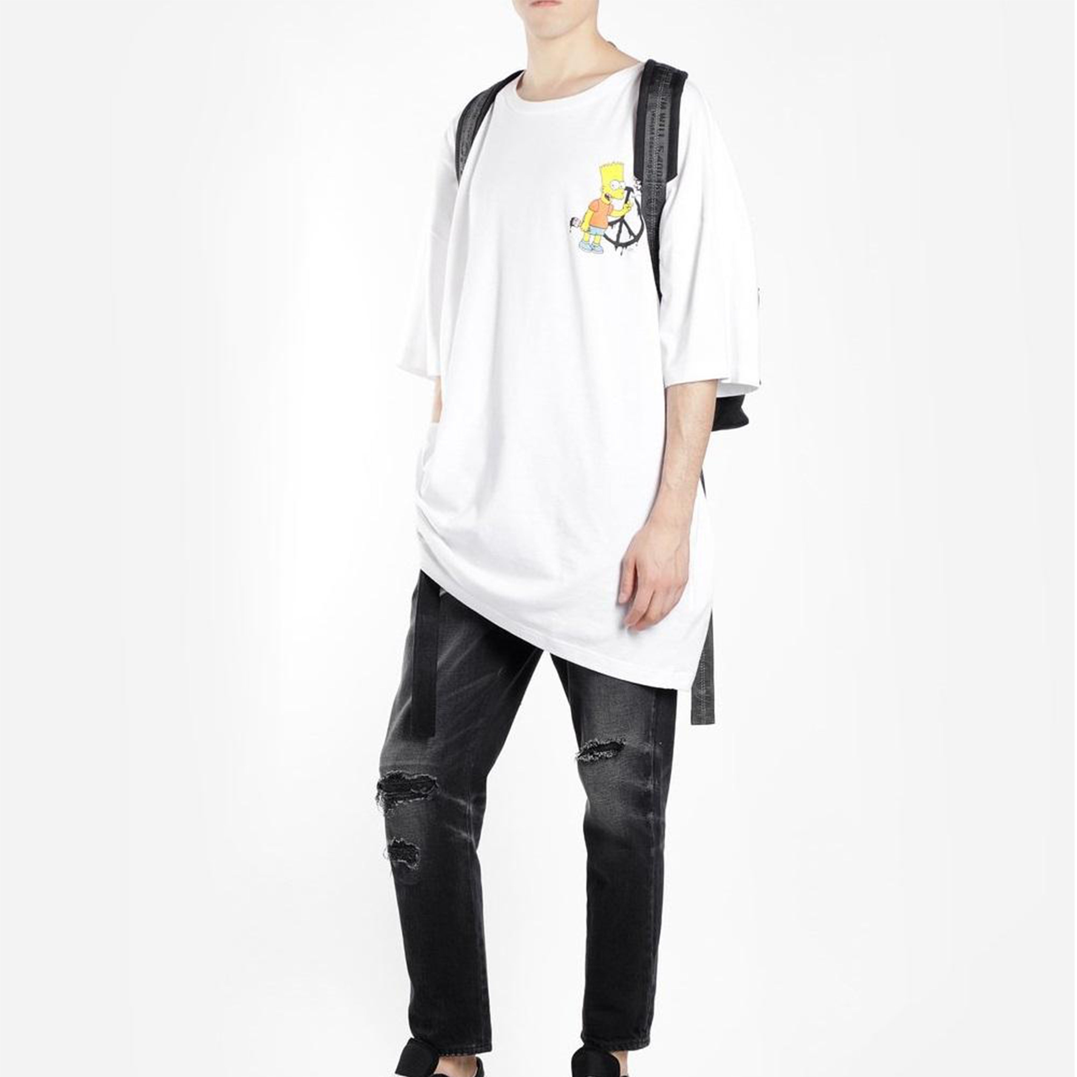 Men's Off-White C/O VIRGILABLOH Simpson Arrow Short Sleeve White T-Shirt OMAA066S191850340188 - 5