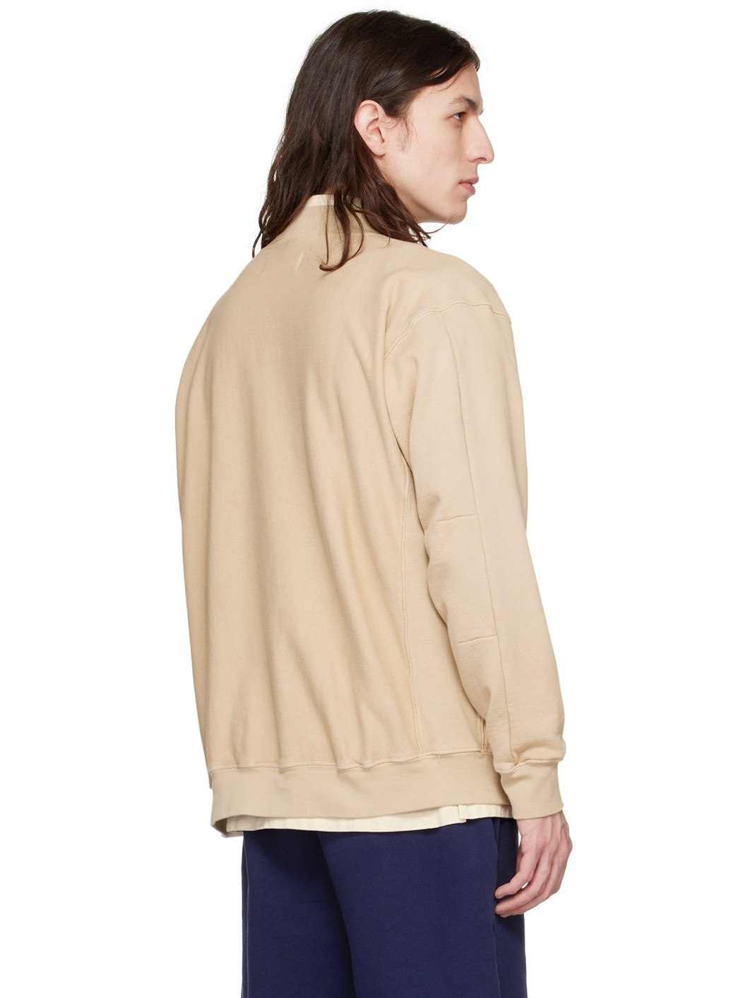 Beige Y-Neck Cardigan - 3
