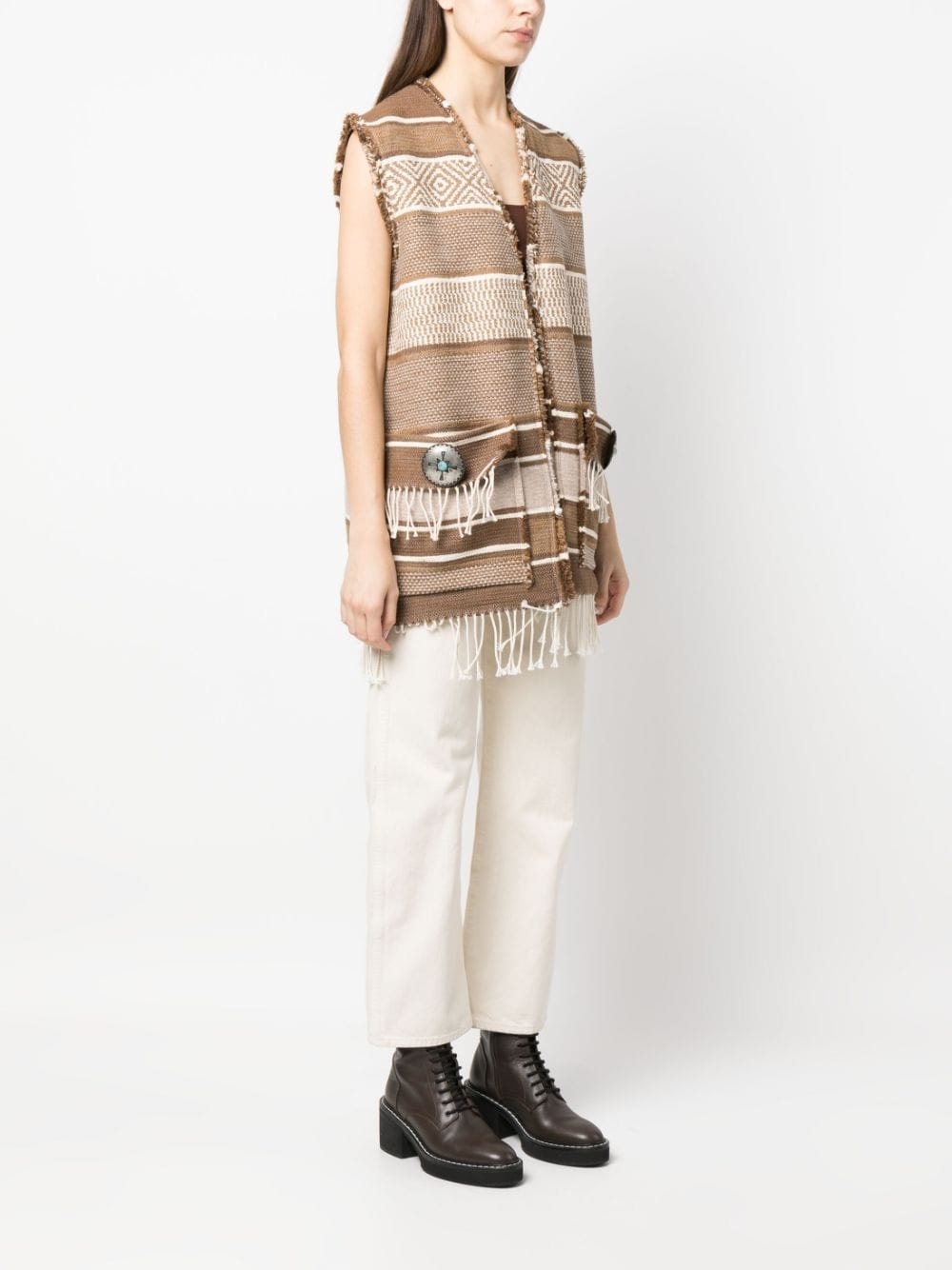 vertical-stripe knitted gilet - 3
