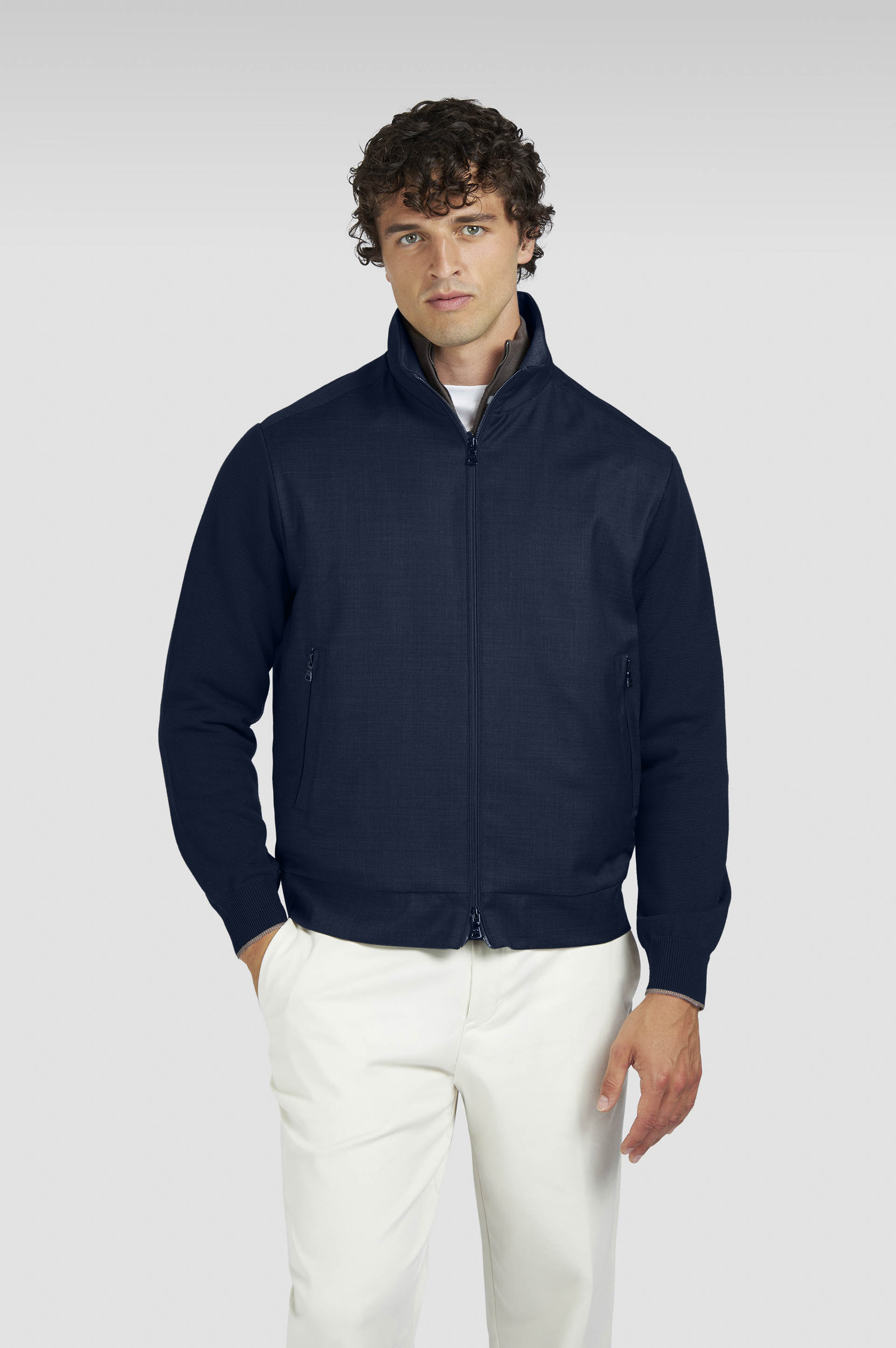 MERINO WOOL HYBRID ZIP-UP CARDIGAN - 8