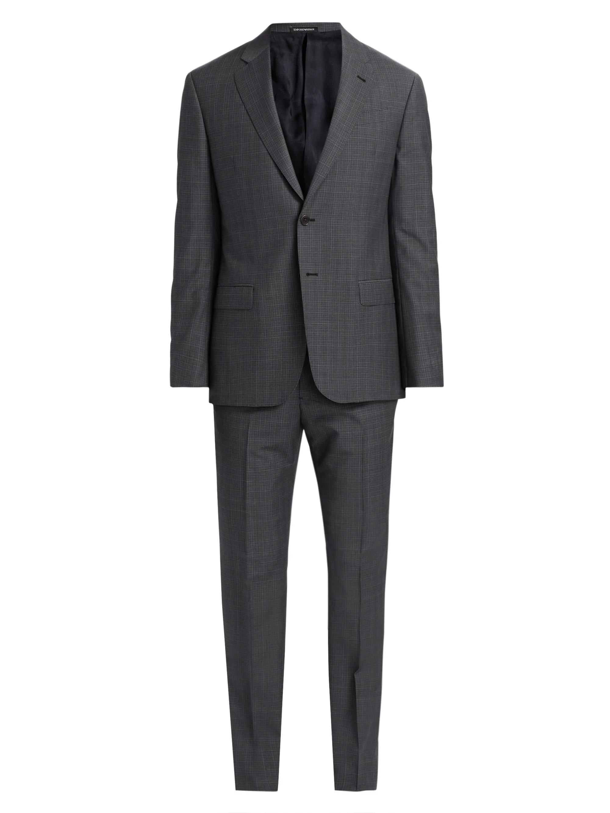 Men's Virgin Wool Plaid Suit - Grey - 1