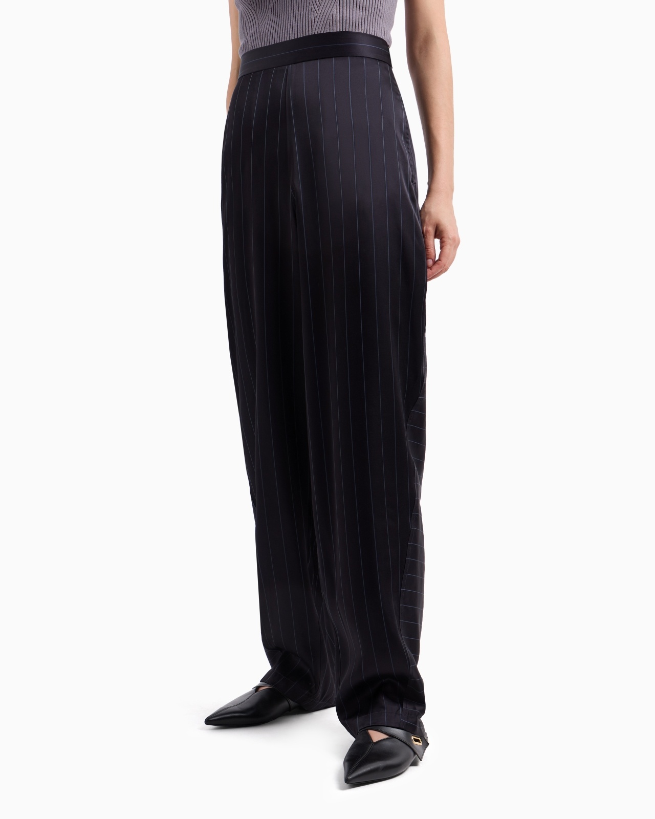 DAWN TO DUSK PINSTRIPED ACETATE-BLEND TROUSERS - 4