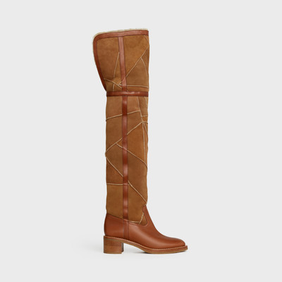 CELINE Celine Folco Over-The-Knee Boot in Lamb shearling Patchwork and Calfskin outlook