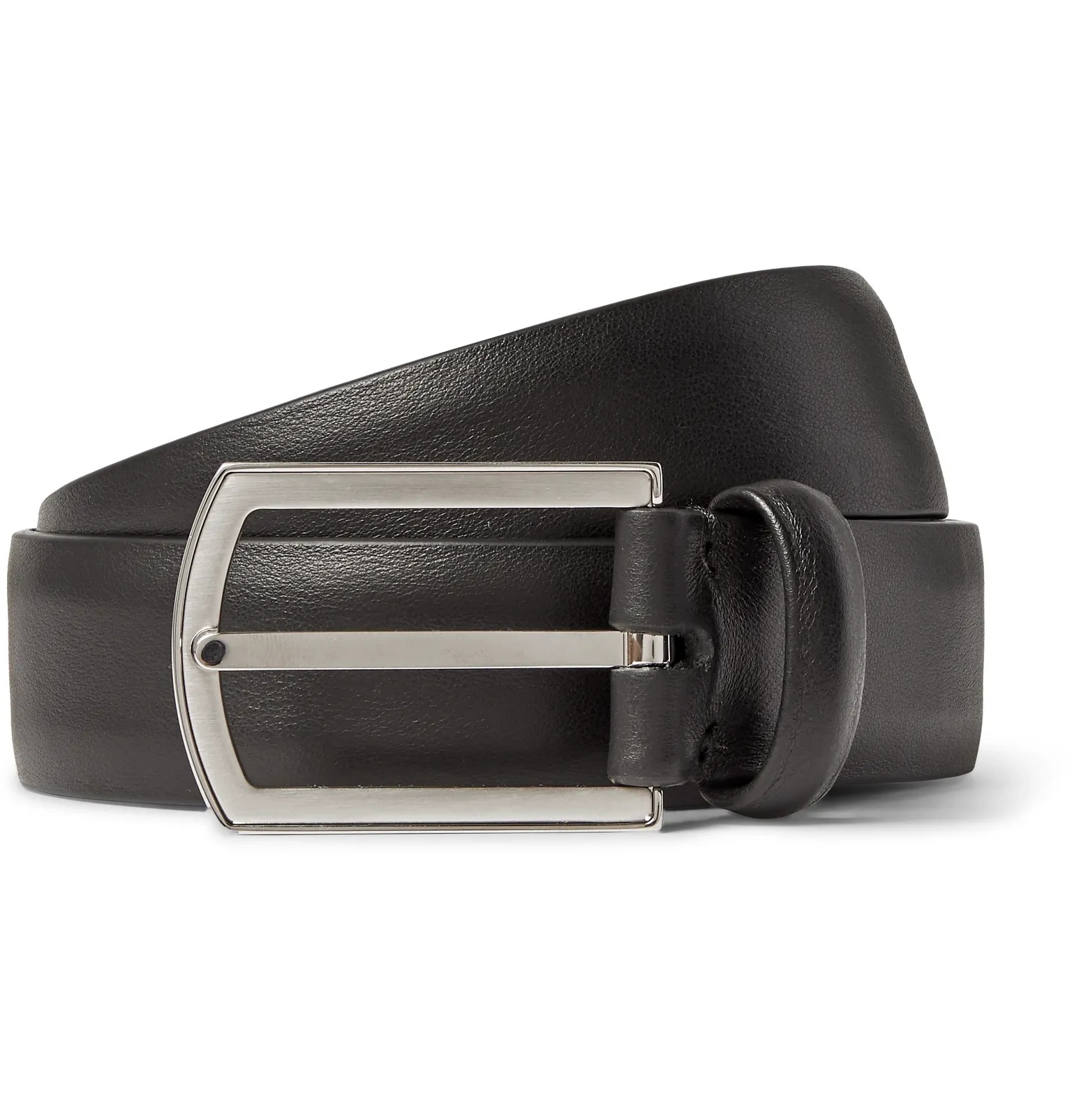 3cm Black Leather Belt - 1