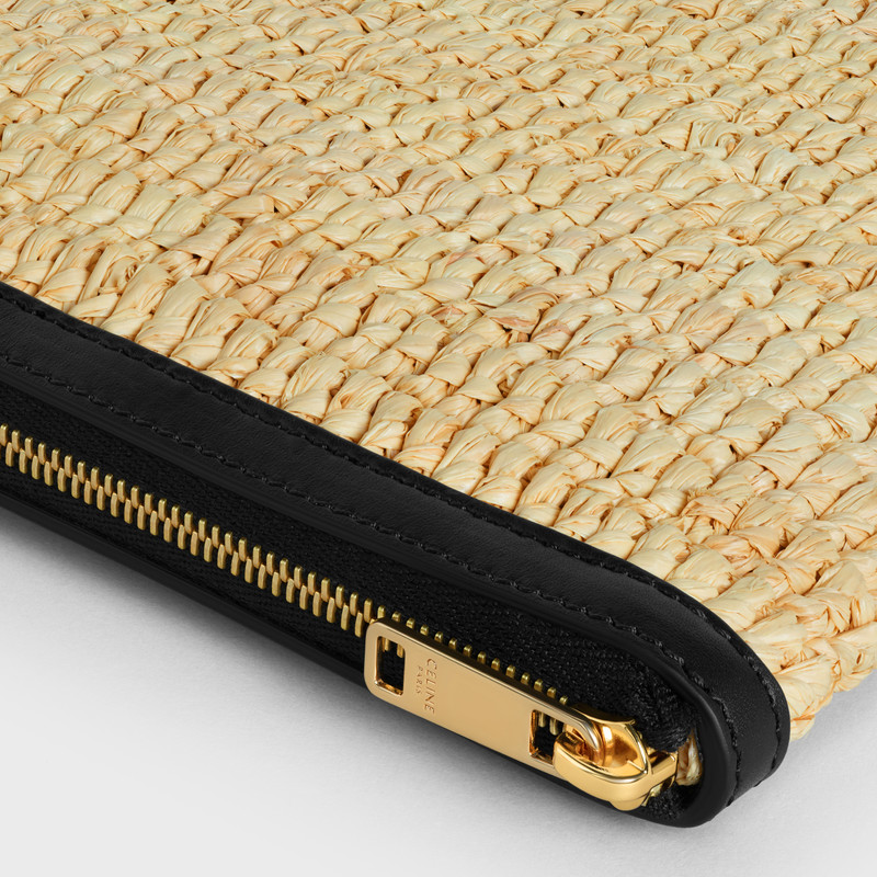 LARGE POUCH IN RAFFIA AND NATURAL CALFSKIN 4