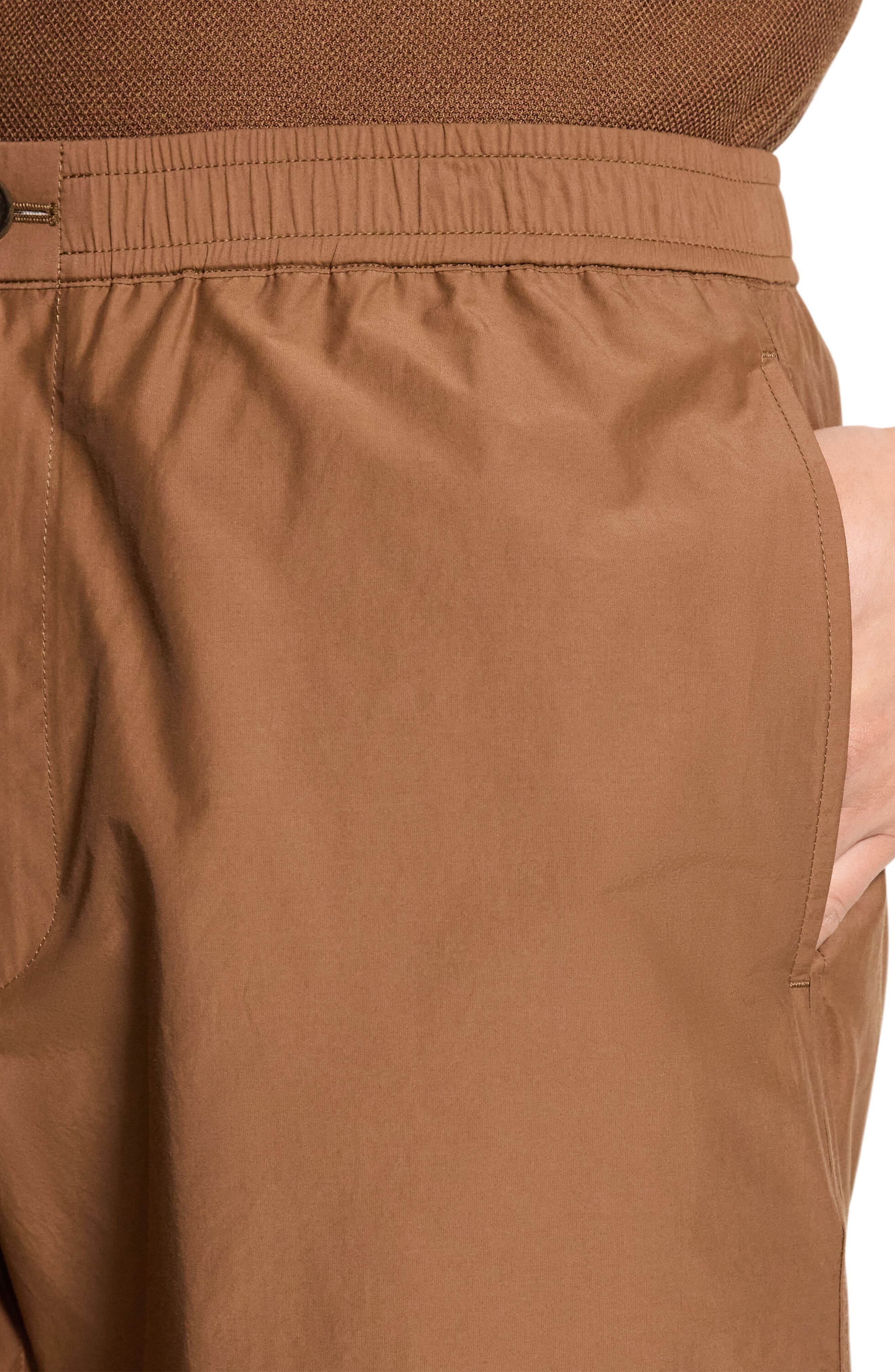 Theory Elastic Waist Shorts in Deep Tobacco at Nordstrom - 4