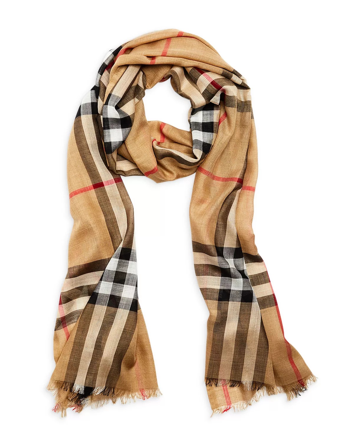 Lightweight Giant Check Wool & Silk Scarf - 3