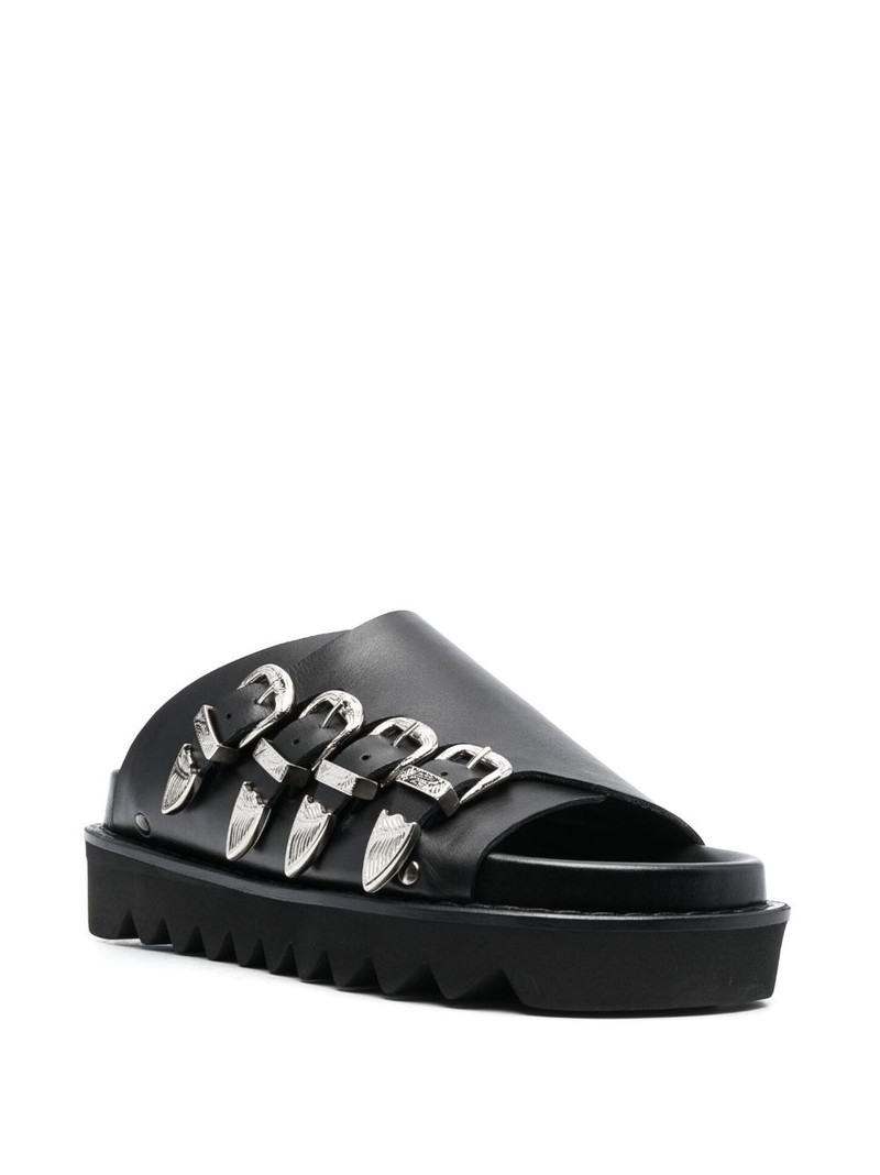 TOGA PULLA western-buckle leather slides outlook