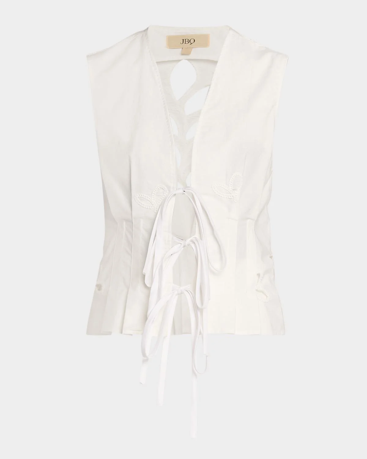 Malva Embroidered Tie-Front Vest - 1