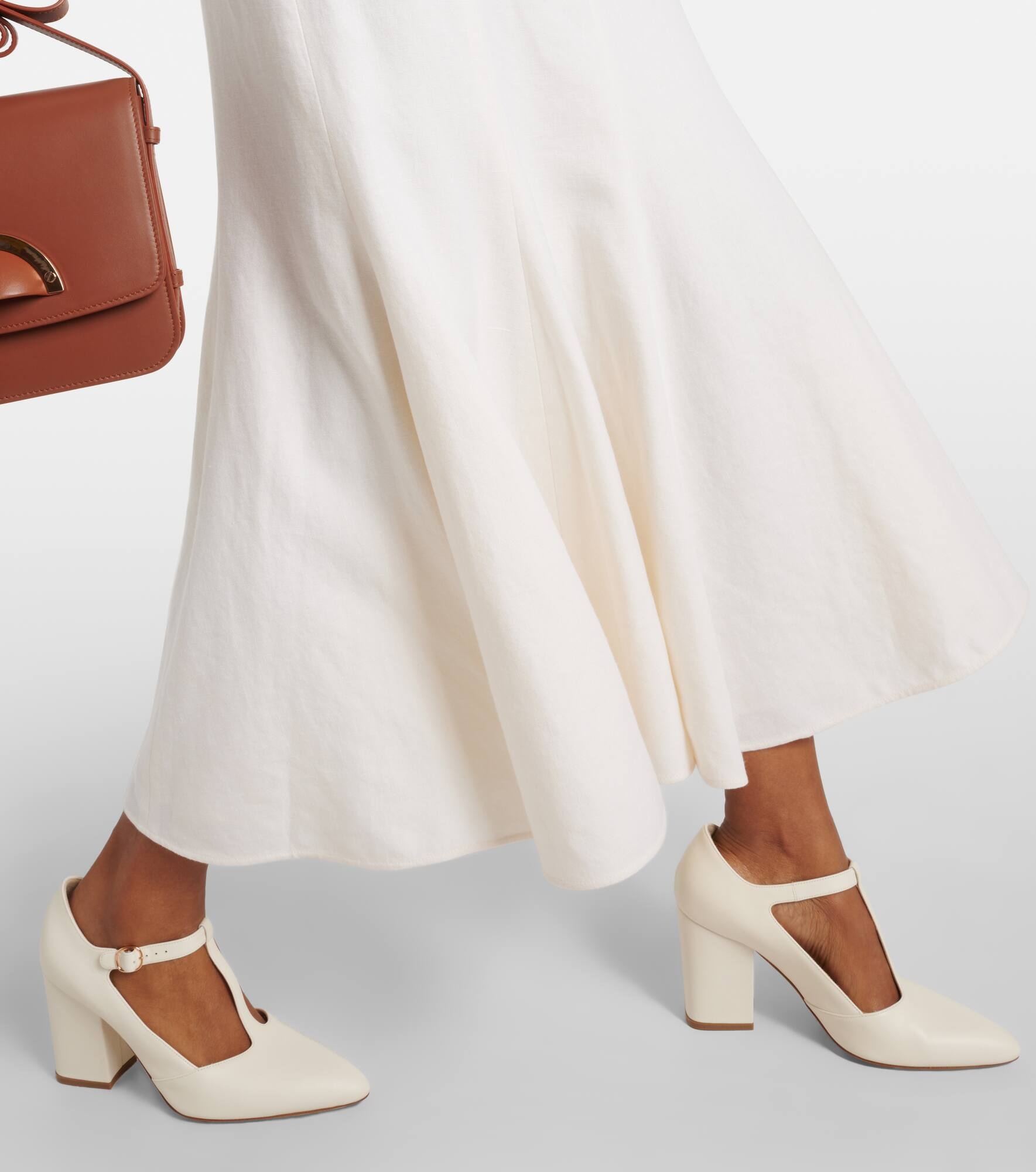 Amy linen, wool and silk midi skirt - 5