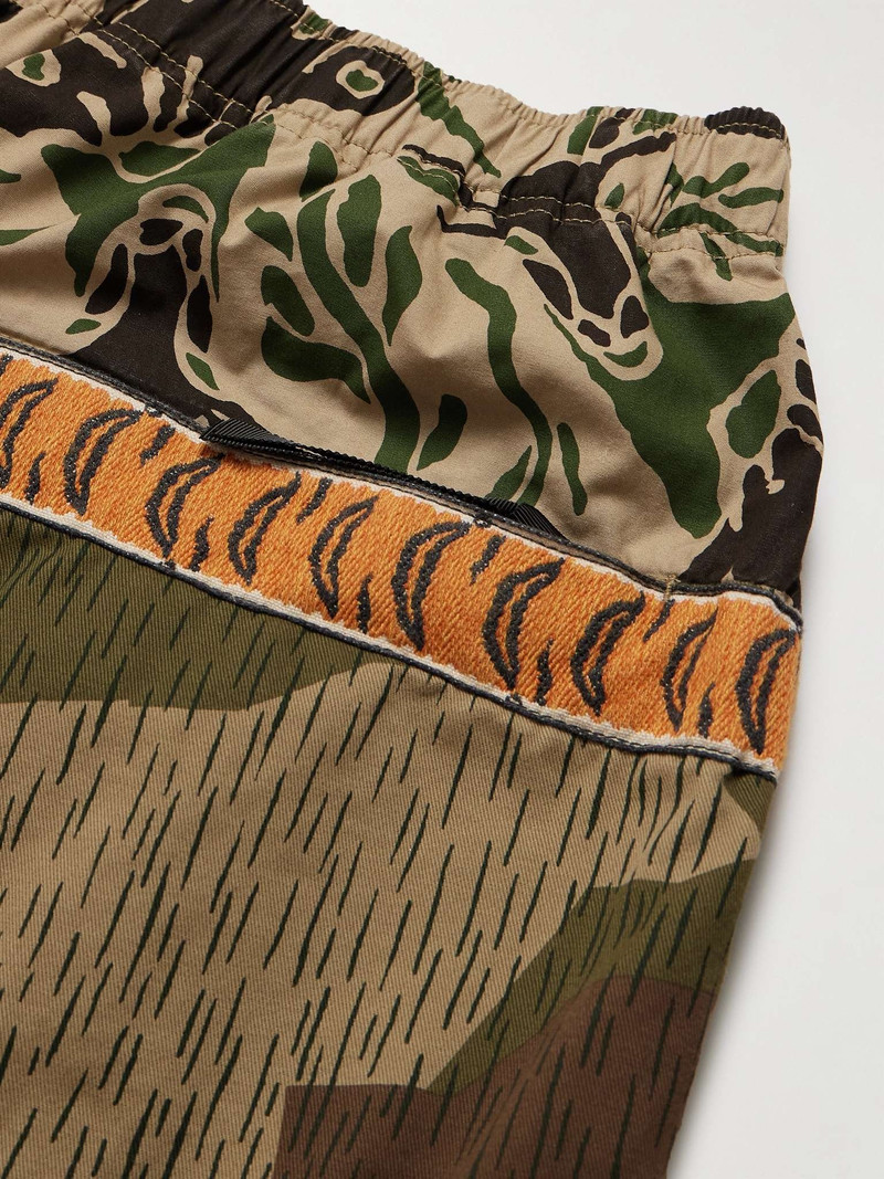 Straight-Leg Belted Patchwork Cotton-Twill and Jacquard Shorts 5