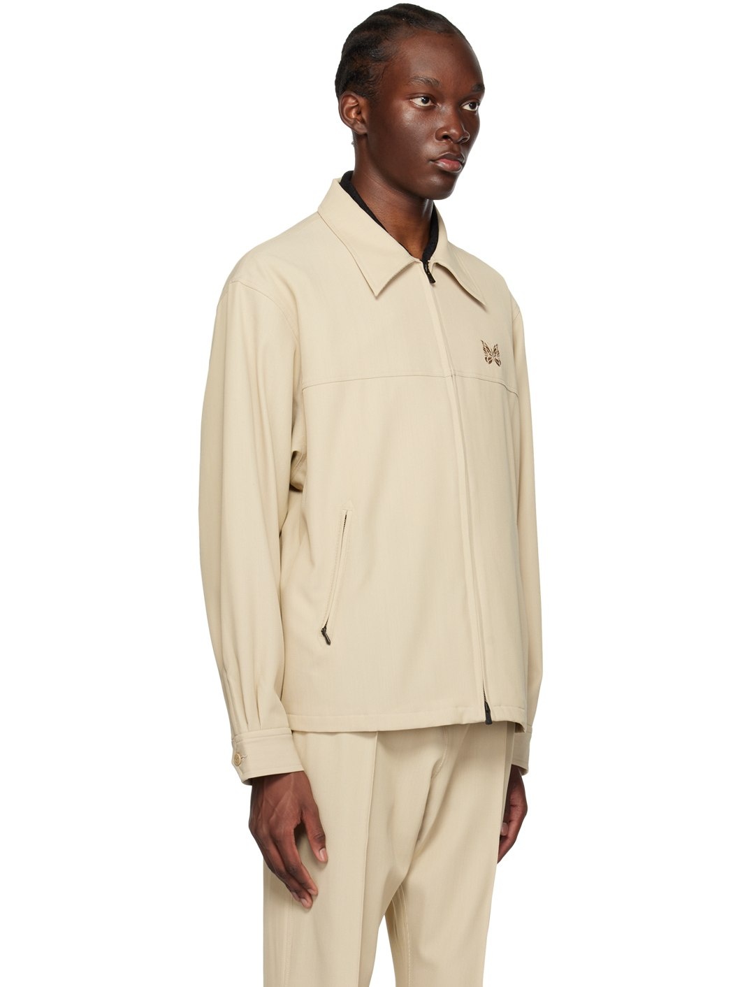 Beige Embroidered Jacket - 2