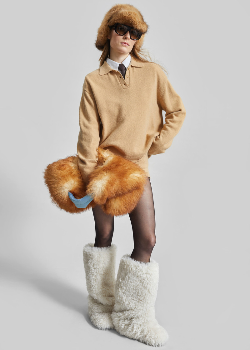 Bresica Knit Polo Sweater - Camel 3