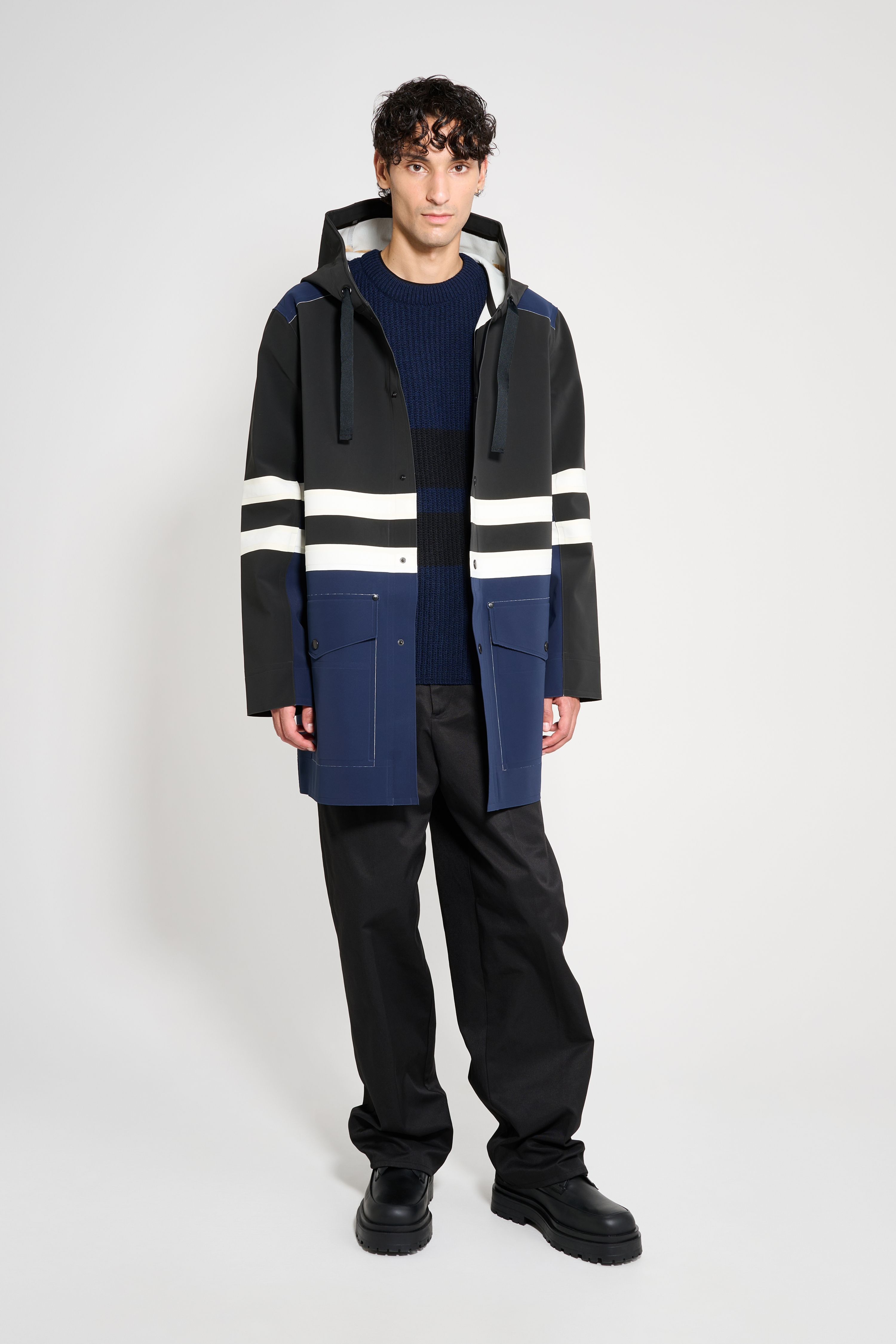 Nockeby Raincoat Black/Navy/White - 2