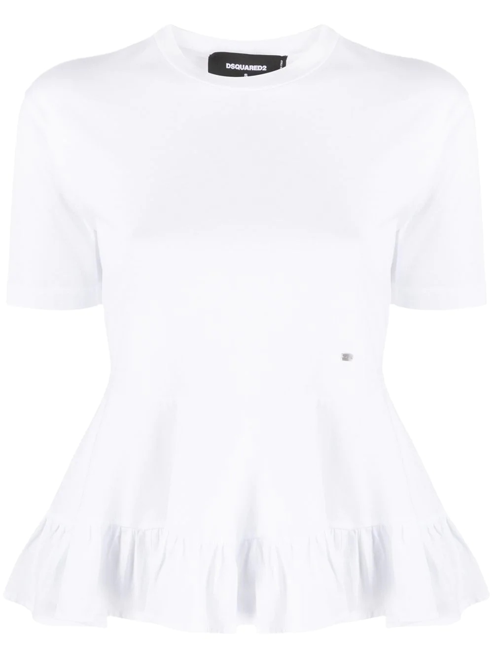 ruffled-hem cotton T-shirt - 1