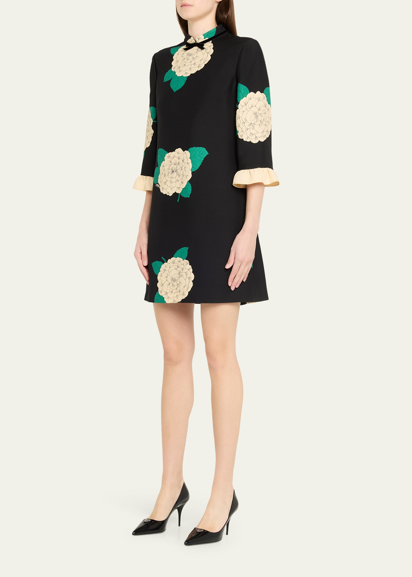 Apres Lhiver Macro Ortensia Mini Dress with Bow - 4