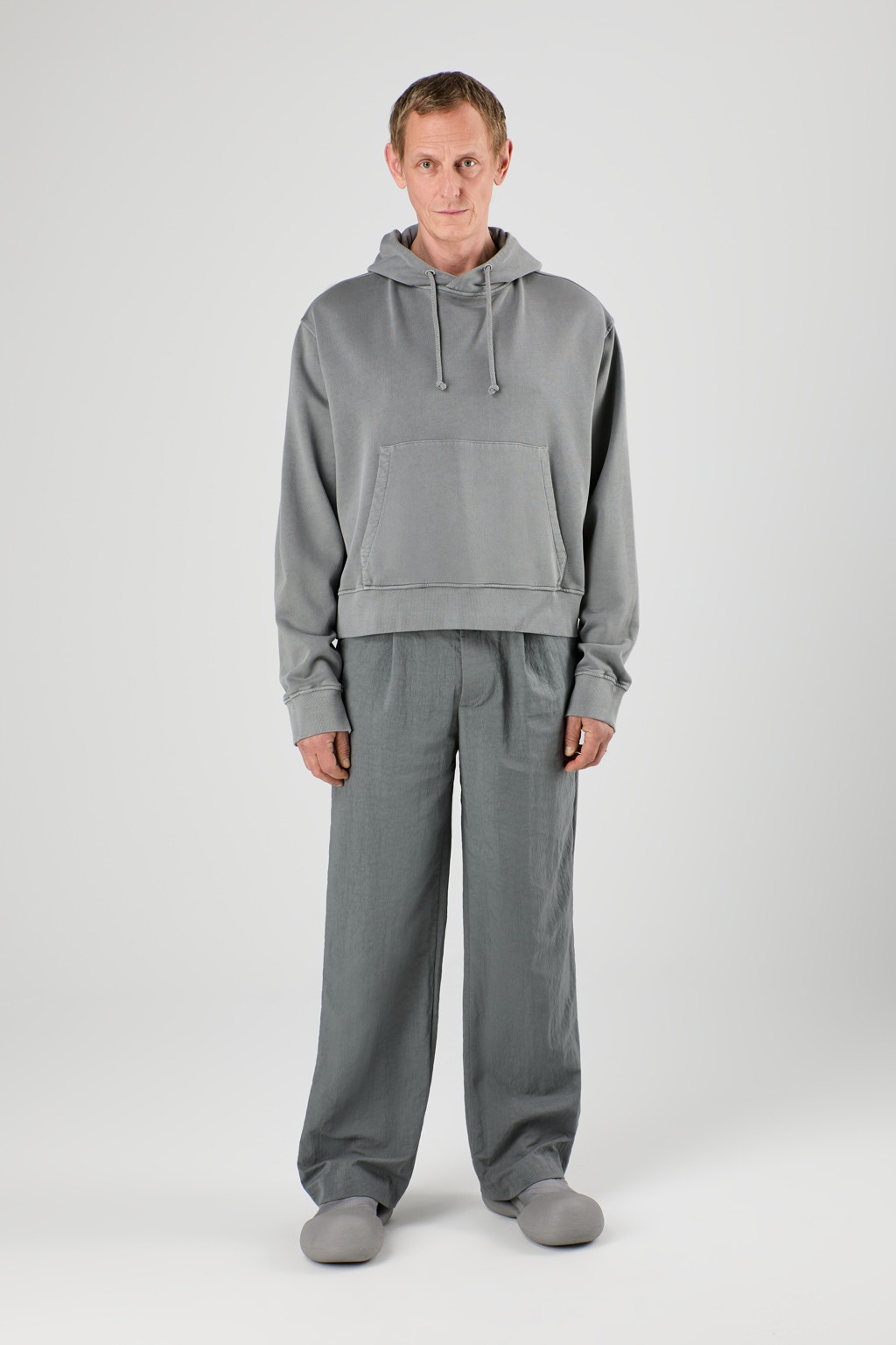 Gray Mineral Dye Boxy Hoodie - 2