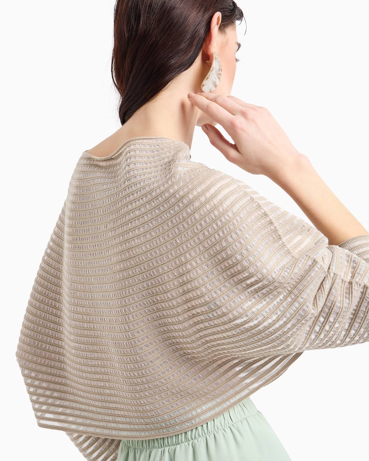 Cape-effect cropped jumper in ottoman fabric - 5