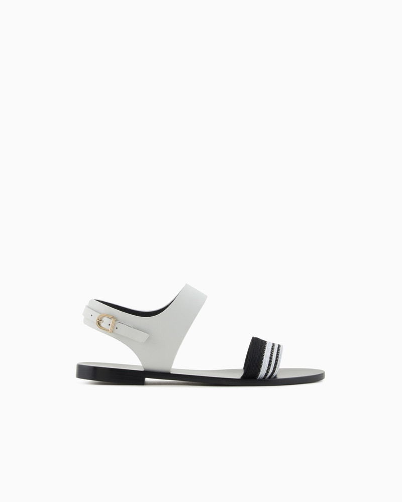 FLAT SANDALS IN LEATHER AND FABRIC 1