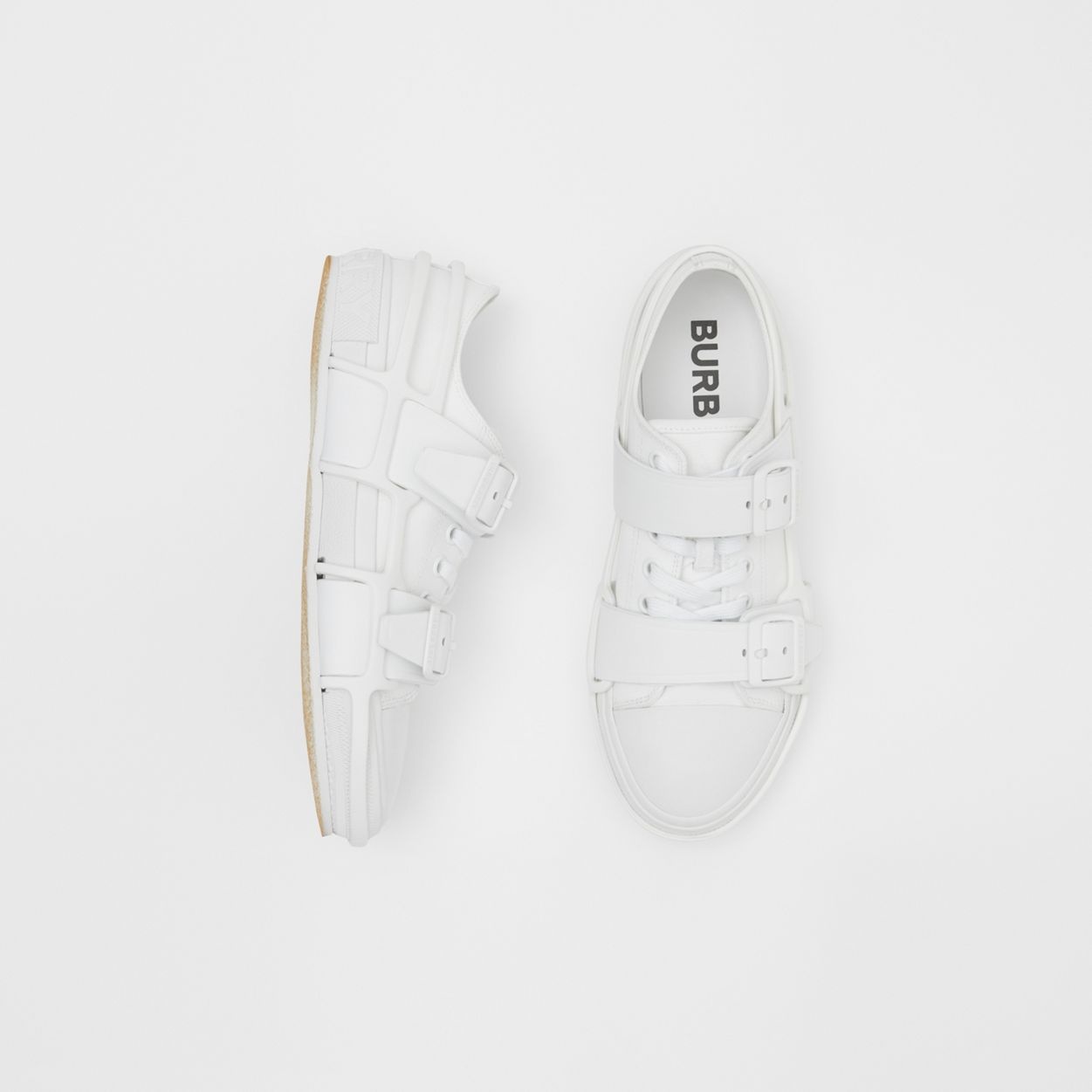 Cotton and Leather Webb Sneakers - 3