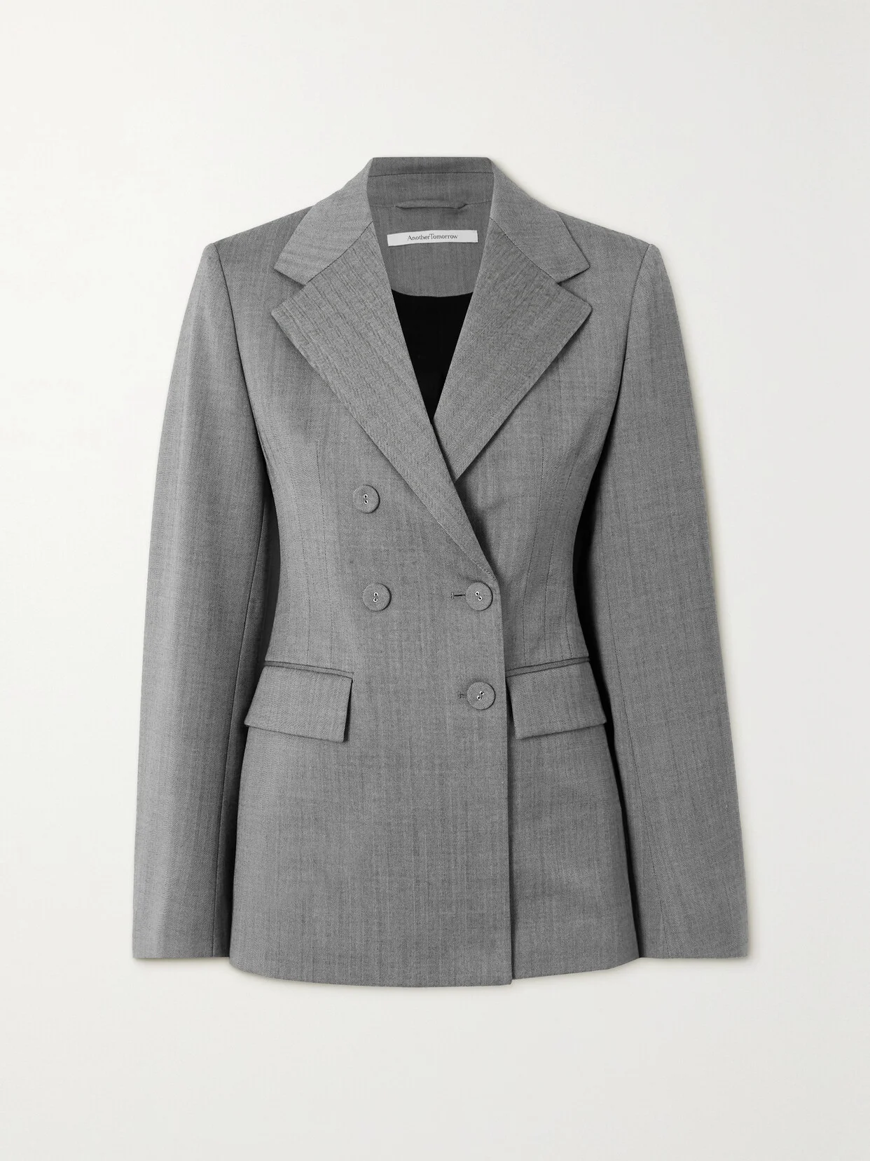 + Net Sustain Double-breasted Wool-blend Twill Blazer - 1