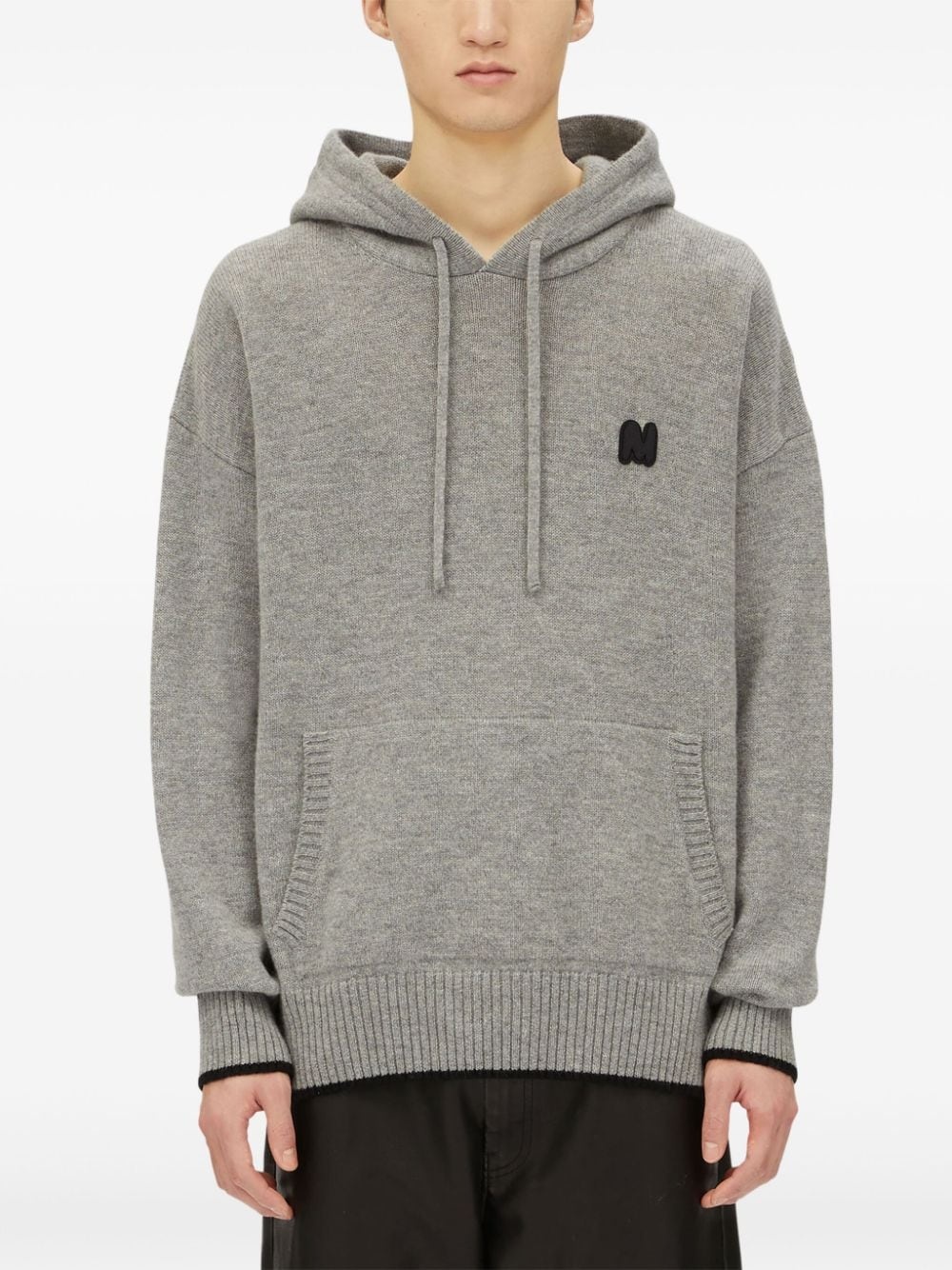 logo patch drawstring hoodie - 3