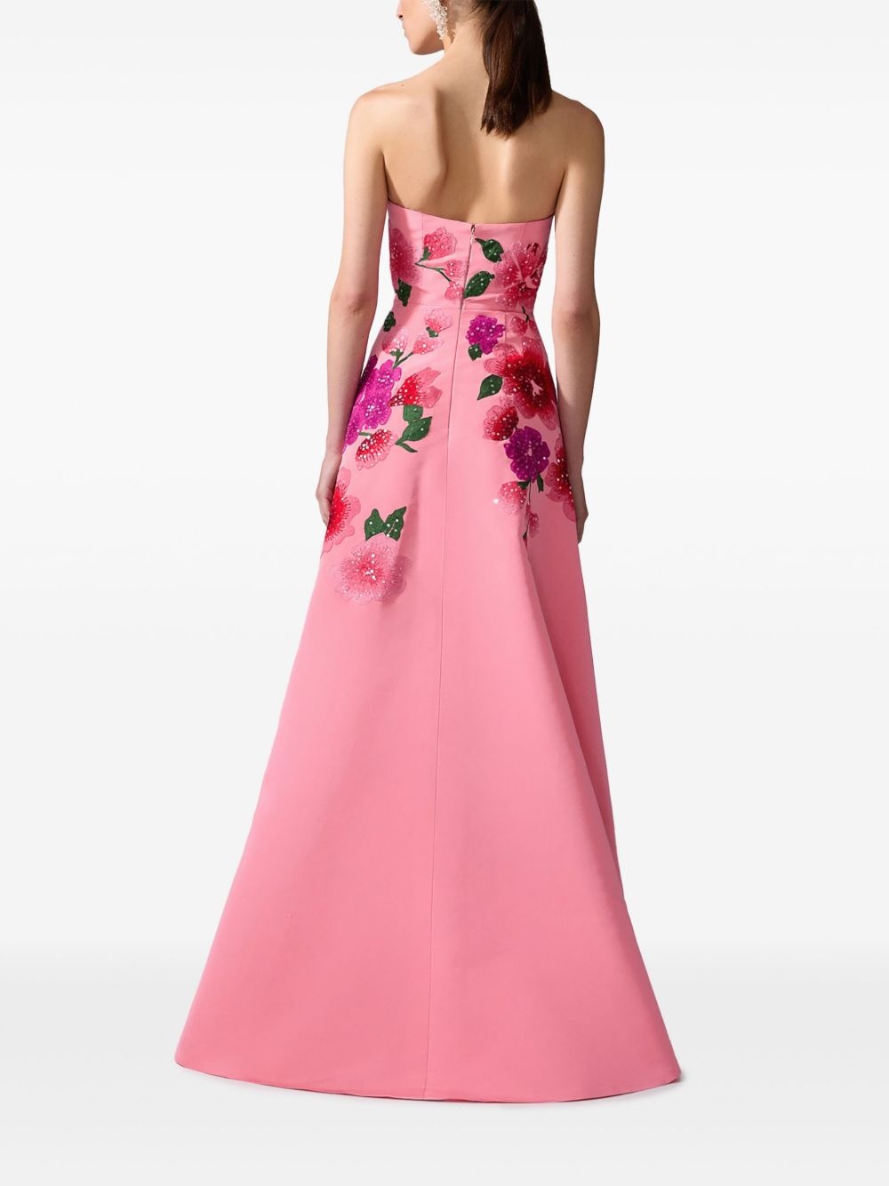 floral-embroidered A-line gown - 3