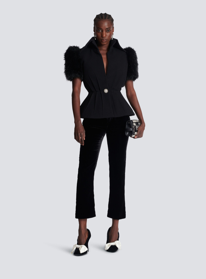 Balmain Jacket with short faux fur sleeves outlook