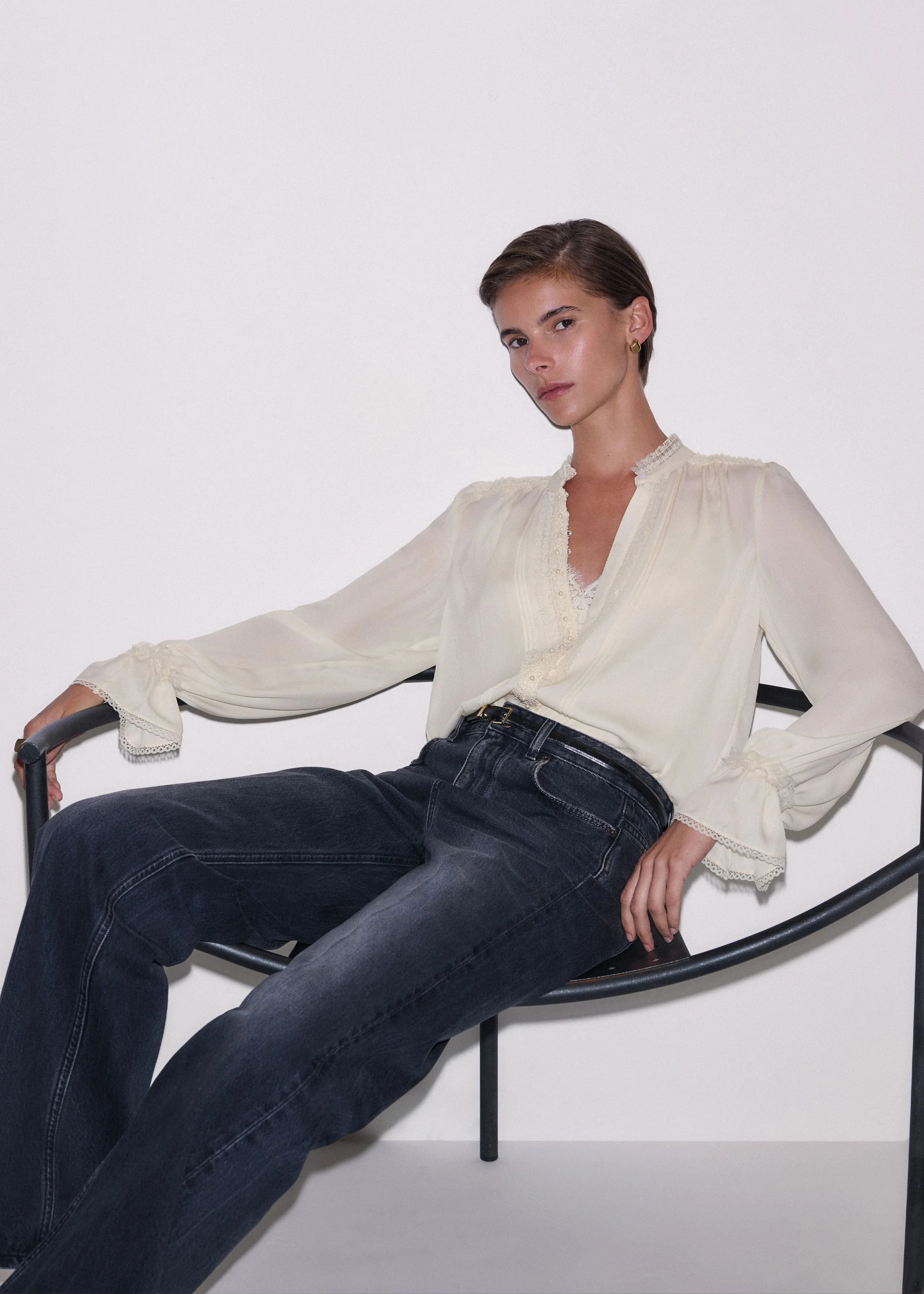 Lace Trim Blouse - 1
