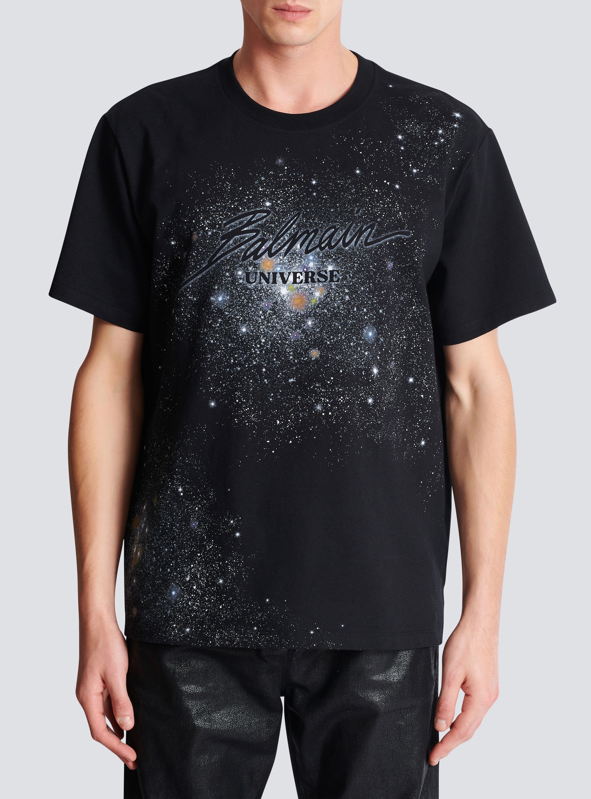 Printed Balmain Universe logo and stars T-shirt - 5