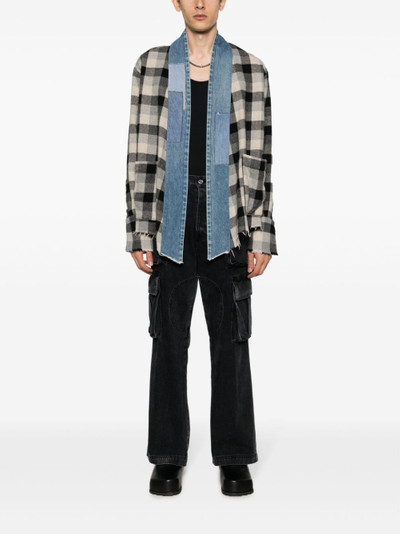 Greg Lauren panelled plaid shirt jacket outlook