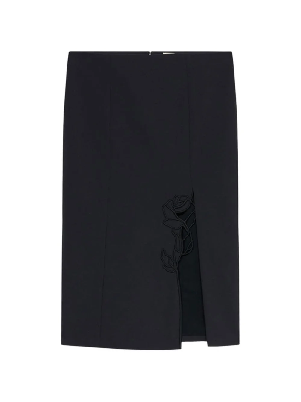 embroidered-slit midi skirt - 1