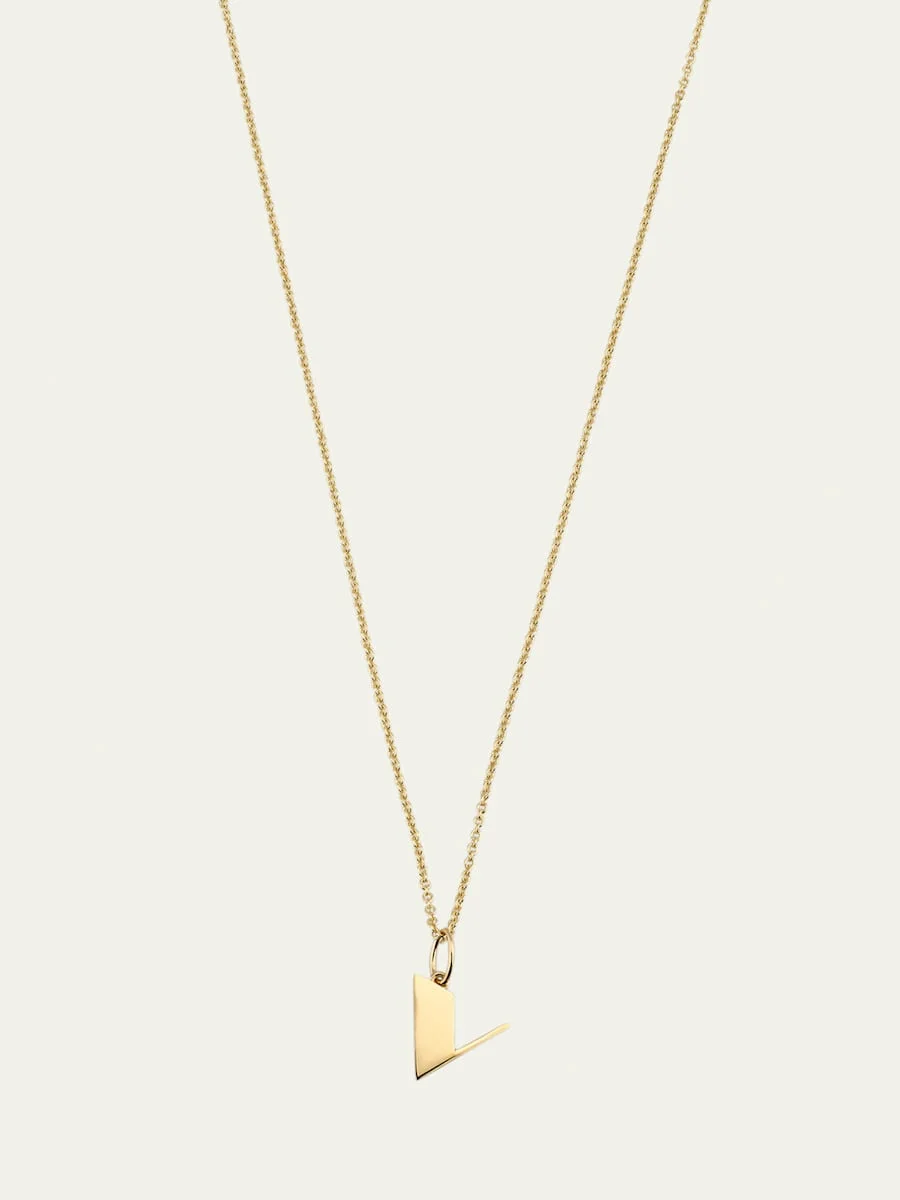 14K Pure Block Initial Necklace - 1