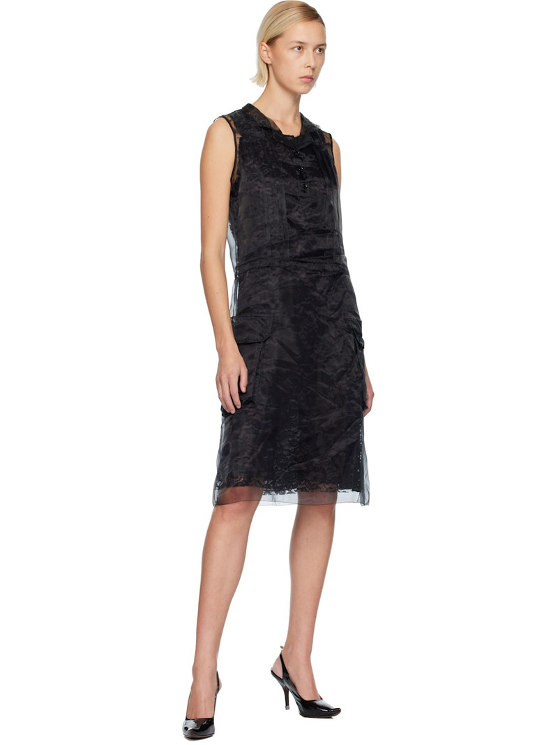 Maison Margiela Black Sheer Tea Midi Dress outlook