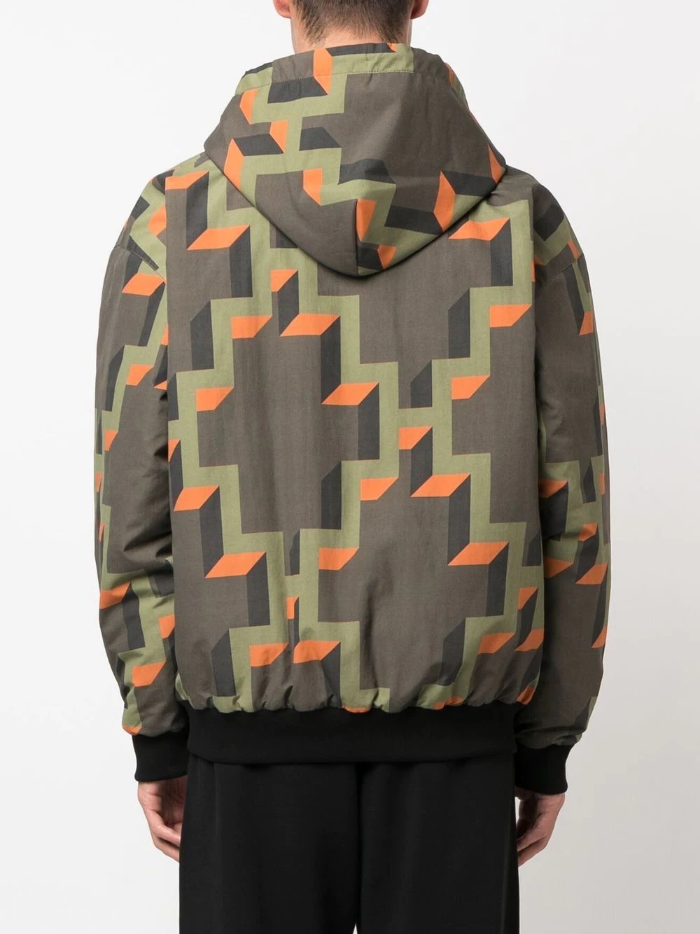 geometric-print hooded jacket - 4
