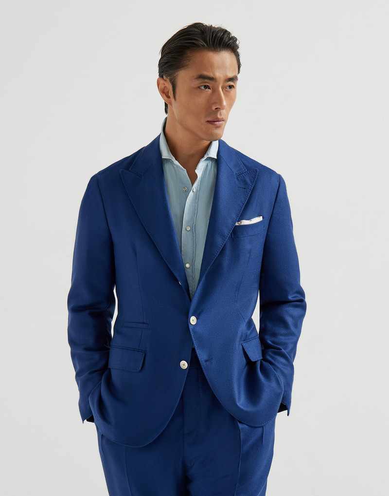 Cashmere and silk diagonal deconstructed blazer with peak lapels 2